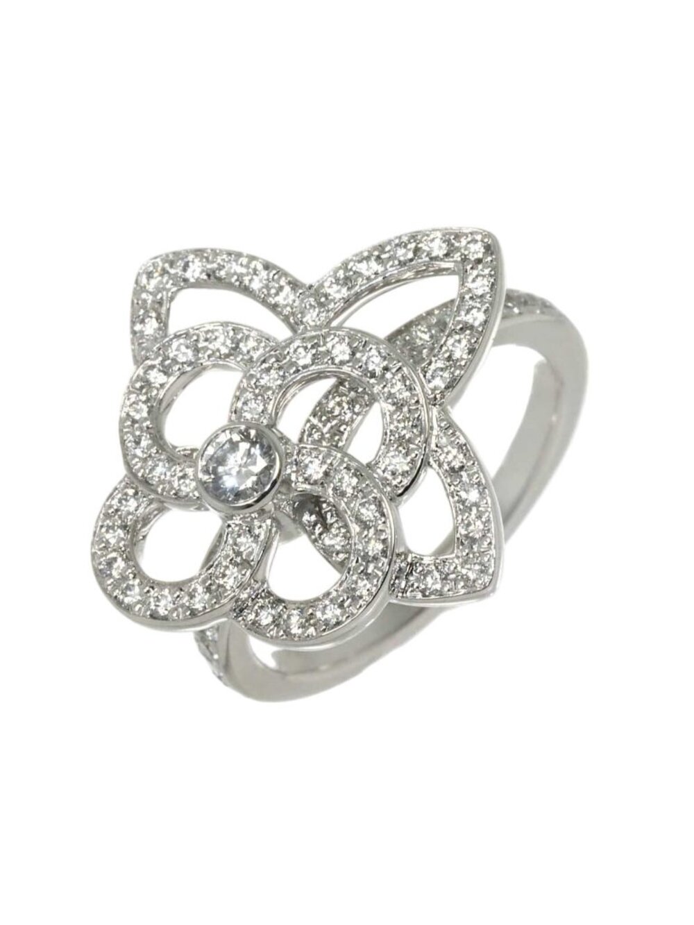 Louis Vuitton Fleur Ardante 54 Diamond Ring 18k White Gold 750 Flower
